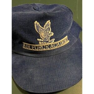 Vintage NEW US Air Force Academy Blue Corduroy SnapBack Hat VTG Military USA